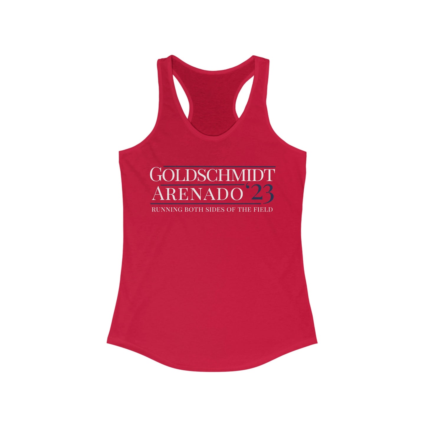 St Louis Baseball Players Goldschmidt Arenado 2023 "Running Mates" Womens Racerback Tank Top