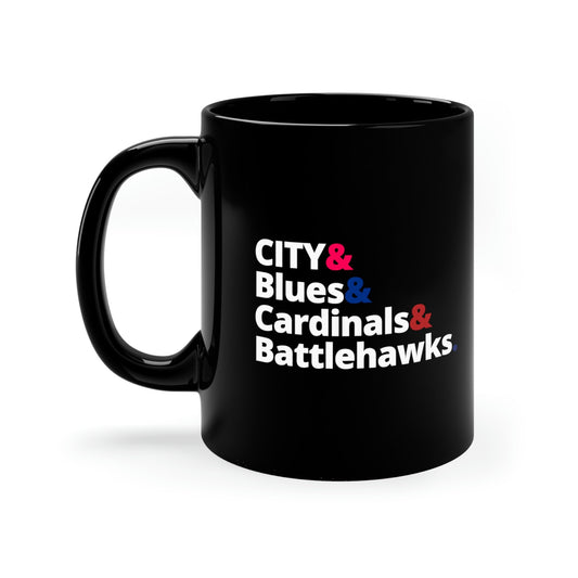 St Louis Sports Teams Fan 11oz Black Ceramic Mug