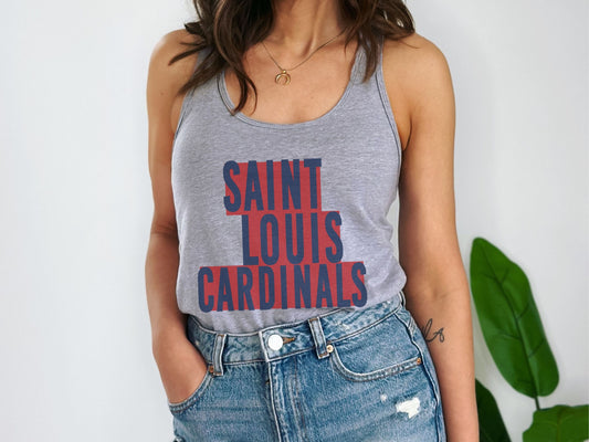 St Louis Baseball Block Text Womens Racerback Tank Top