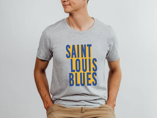 St Louis Hockey Block Text Mens Tee