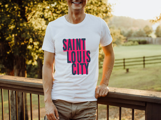 St Louis Soccer Block Text Mens Tee