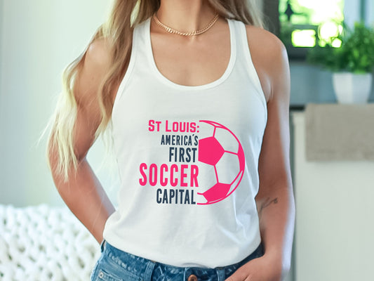 St Louis: America's First Soccer Capital Womens Racerback Tank Top