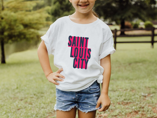 St Louis Soccer Block Text Kids Tee