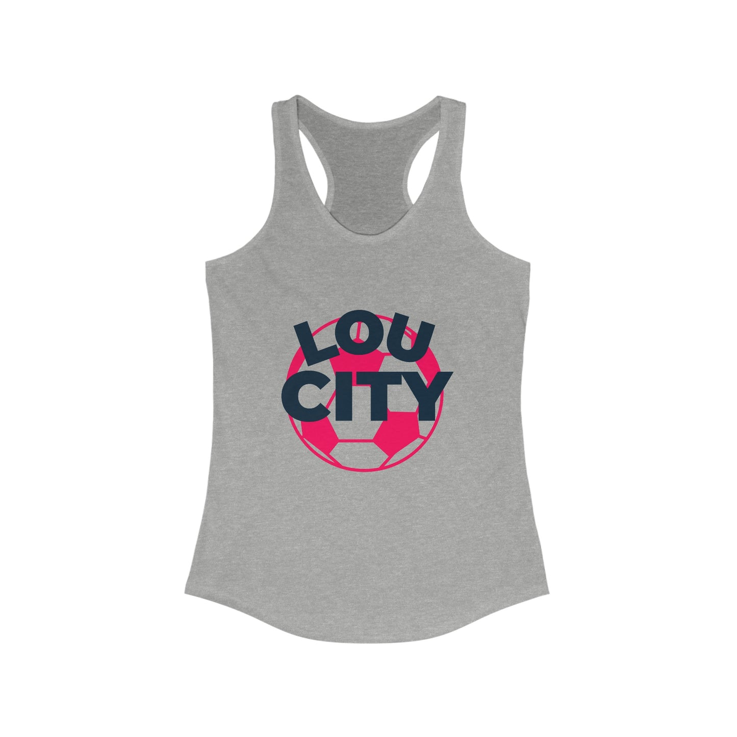 St Louis Soccer Fan "Lou City" Womens Racerback Tank Top, red and navy