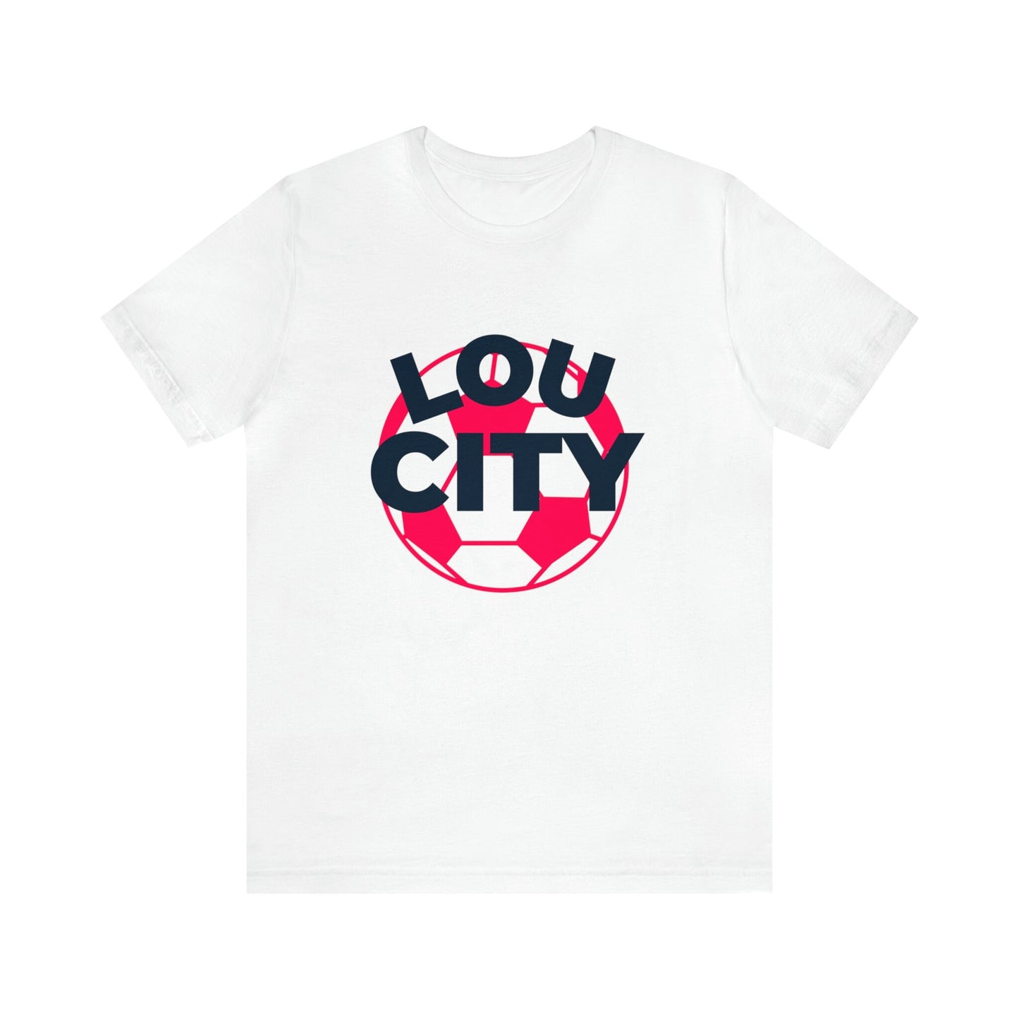 St Louis Soccer Fan "Lou City" Womens Tee, red and navy