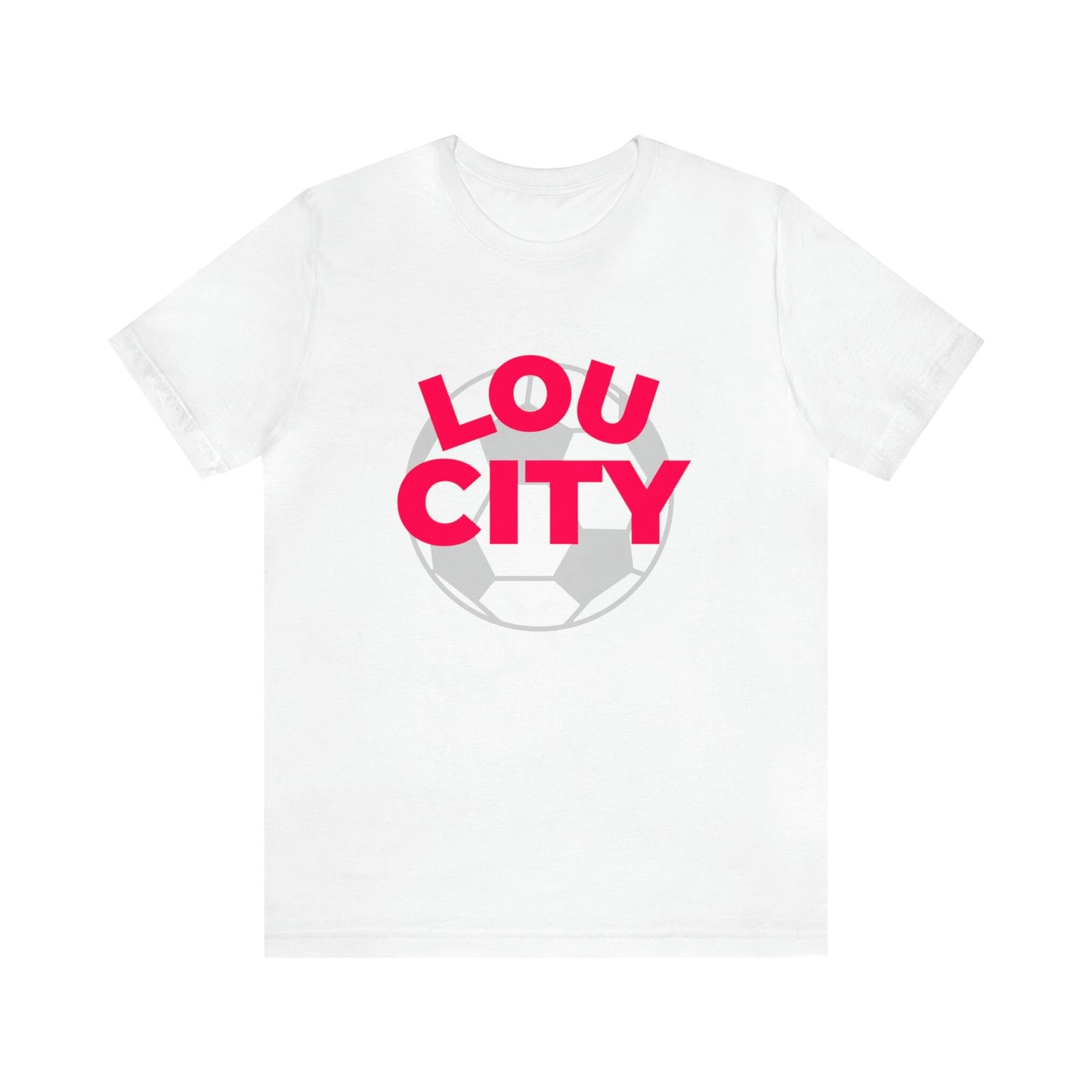 St Louis Soccer Fan "Lou City" Womens Tee, gray and red