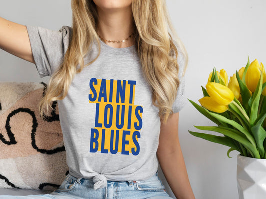 St Louis Hockey Block Text Womens Tee