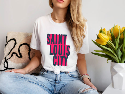 St Louis Soccer Block Text Womens Tee