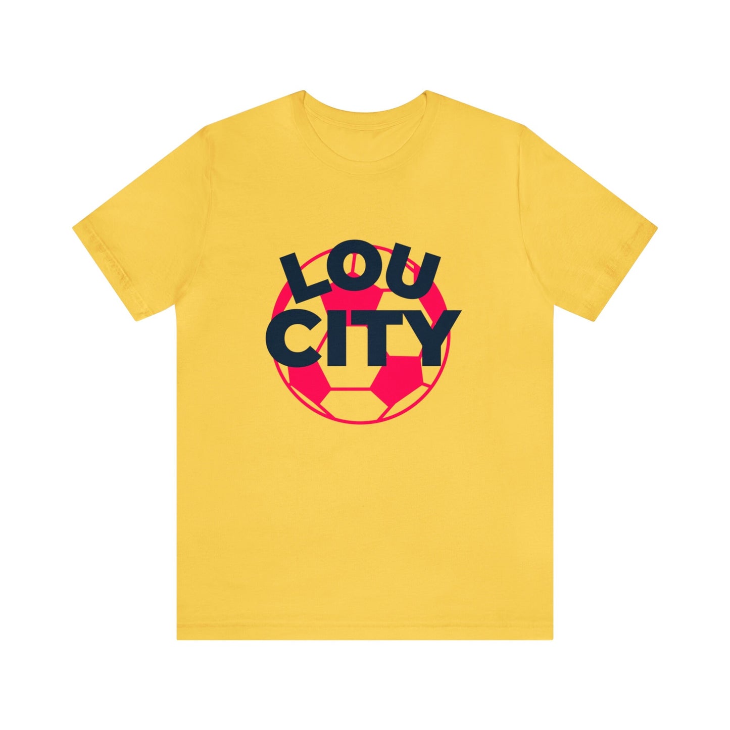 St Louis Soccer Fan "Lou City" Womens Tee, red and navy