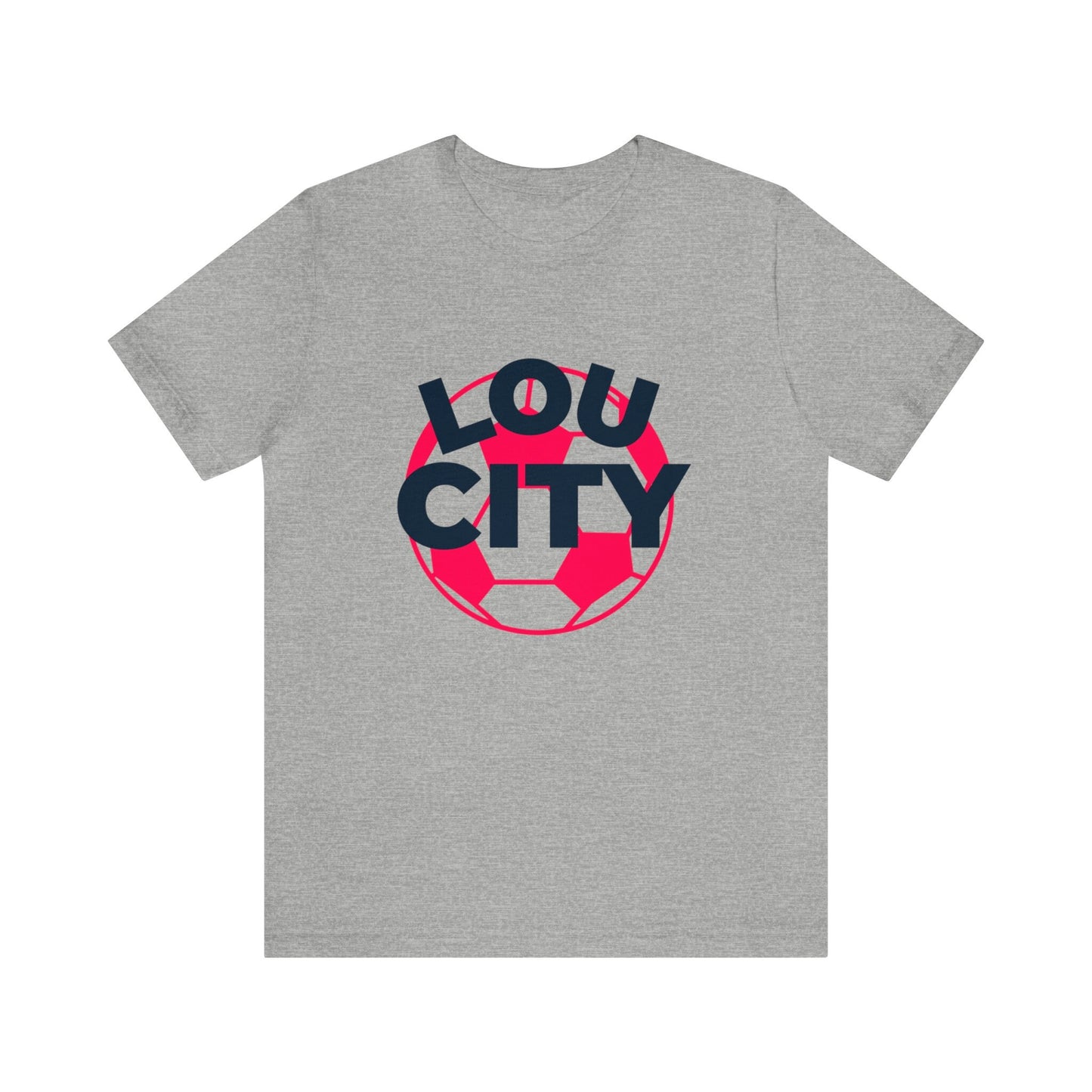 St Louis Soccer Fan "Lou City" Womens Tee, red and navy